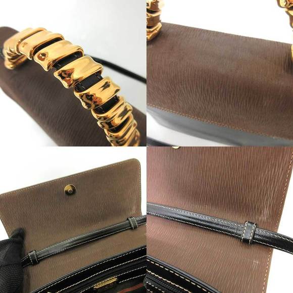 LOEWE Bag Velazquez Handbag Black x Brown Shoulder 2way Women's Leather - Picture 4 of 6